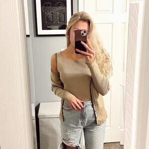 The Limited Tan Sweater Tank & Cardigan Matching Set